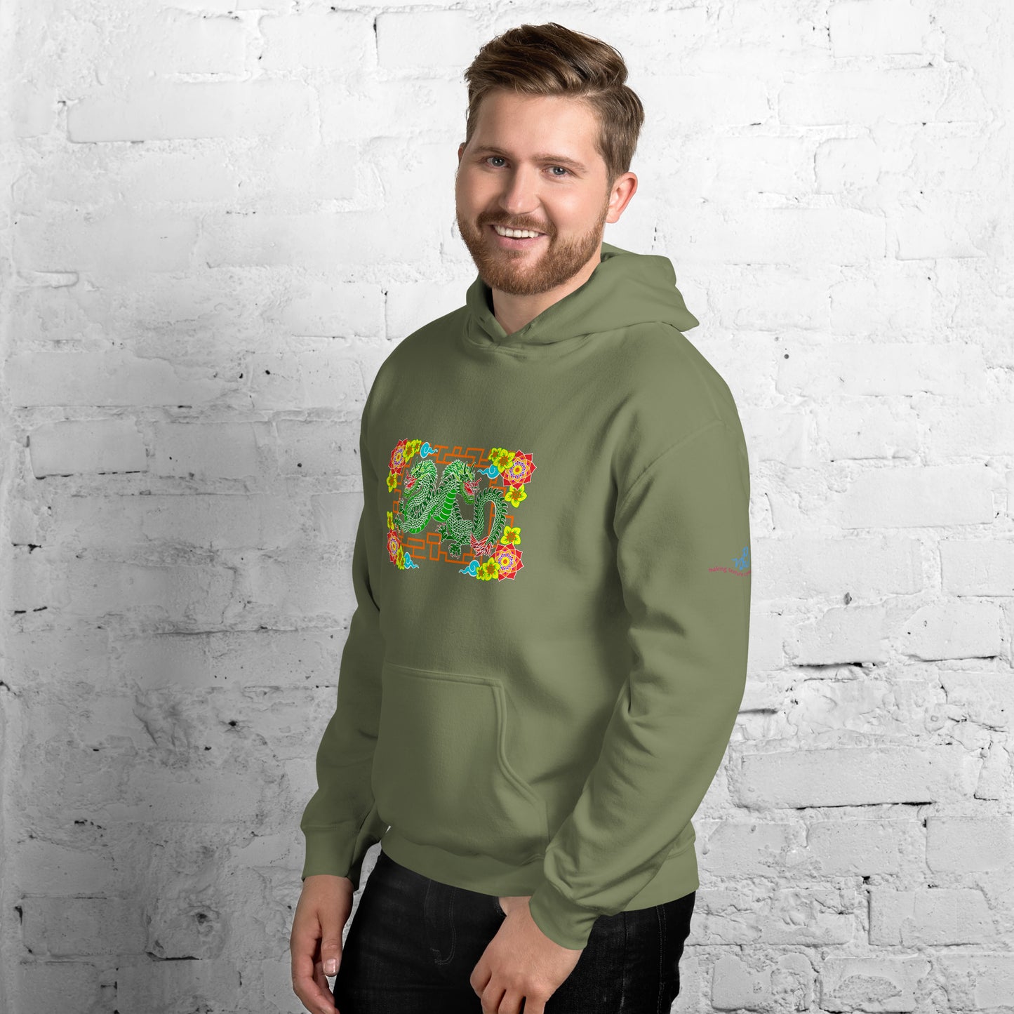 Floral Dragons (Front Design) Unisex Hoodie