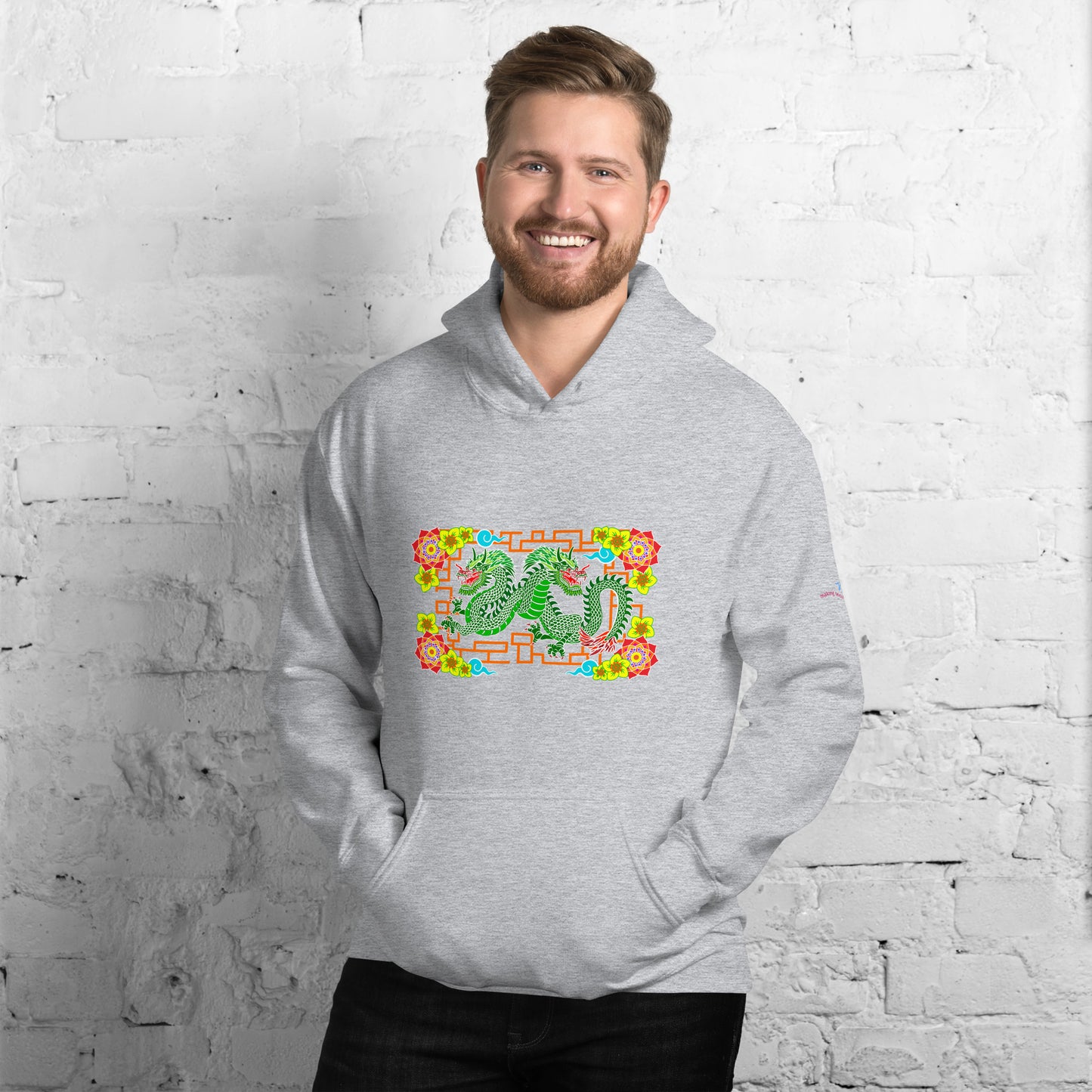 Floral Dragons (Front Design) Unisex Hoodie