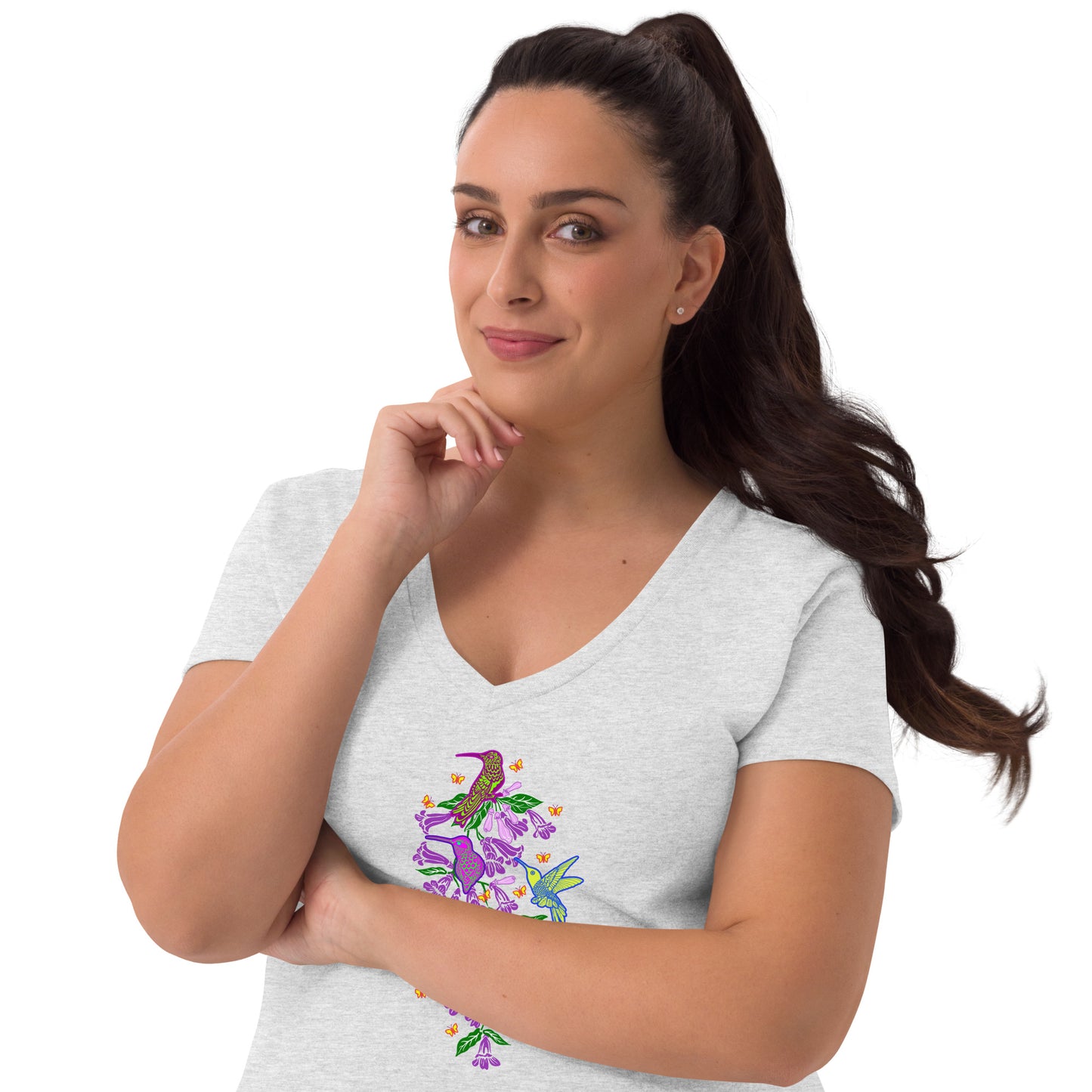 Hummingbirds Women’s Recycled V-Neck Tee